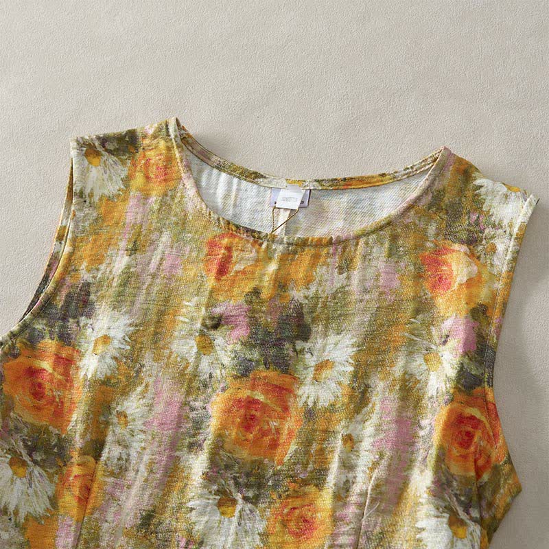 Abito midi casual in cotone senza maniche con tasche, stile Buddha Stones , fatto a mano, in tinta unita - image 19