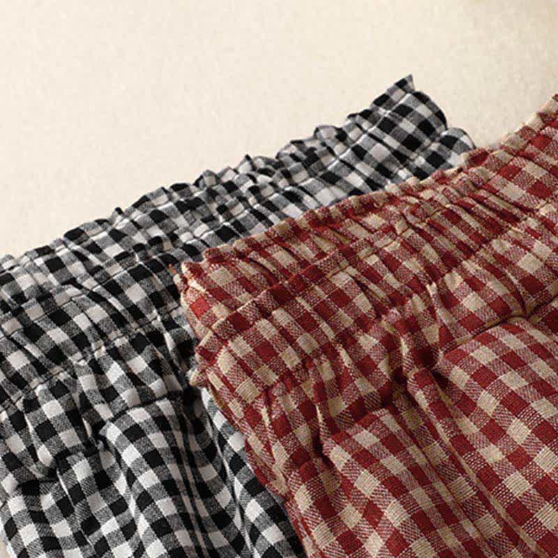 Buddha Stones Pantaloni estivi a quadri con elastico in vita e gamba affusolata da donna, corti e con tasche. - image 18