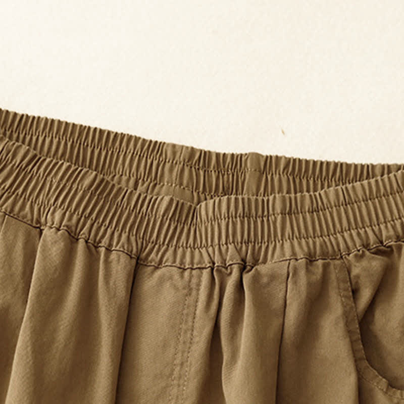 Buddha Stones Pantaloni corti da donna estivi in ​​cotone con elastico in vita e tasche. - image 2