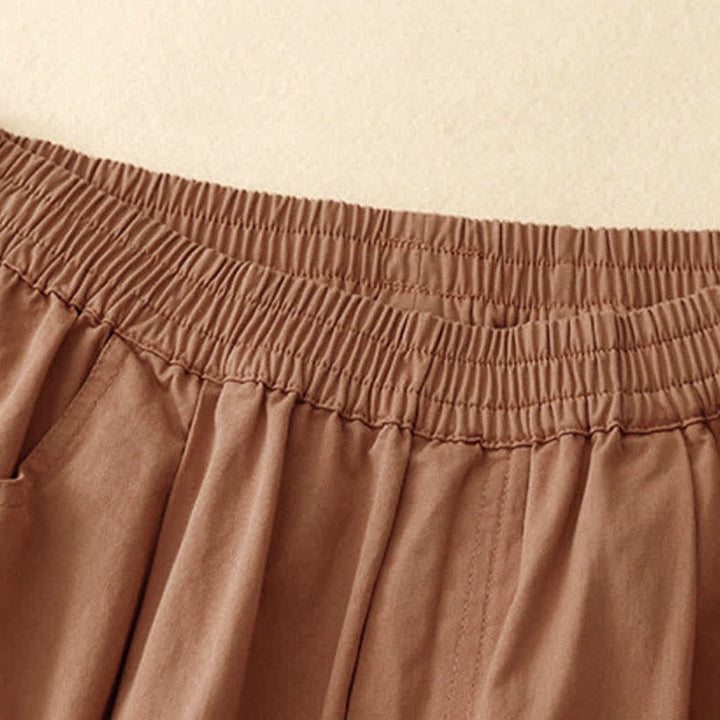 Buddha Stones Pantaloni corti da donna estivi in ​​cotone con elastico in vita e tasche. - image 15