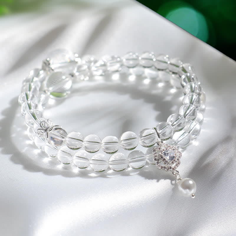Buddha Stones Bracciale con perla di quarzo trasparente naturale - image 8