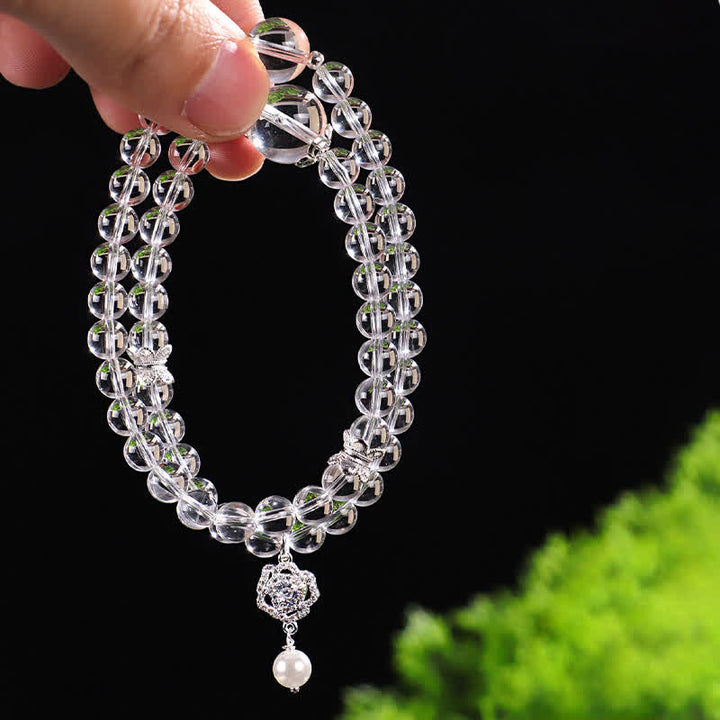 Buddha Stones Bracciale con perla di quarzo trasparente naturale - image 9