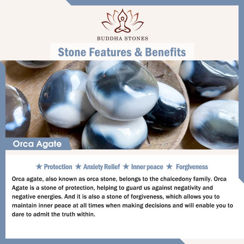 Buddha Stones Bracciale con perle rotonde in agata orca, simbolo Yin Yang e armonia. - image 4