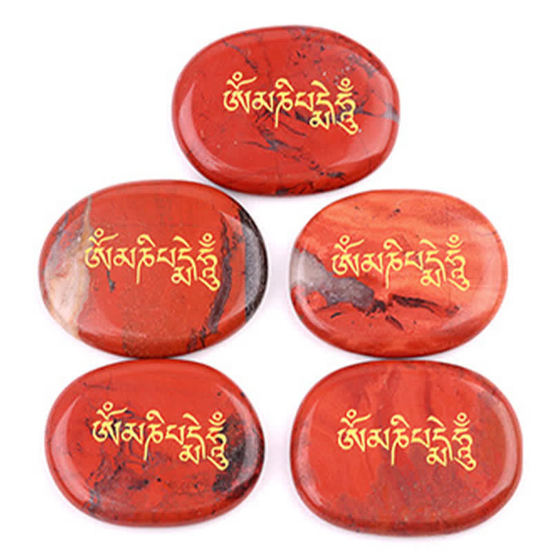 Buddha Stones Pietra da Palmo in Ametista e Occhio di Tigre con Incisione "Om Mani Padme Hum" – Decorazione in Cristallo (35 x 45 mm) - image 7
