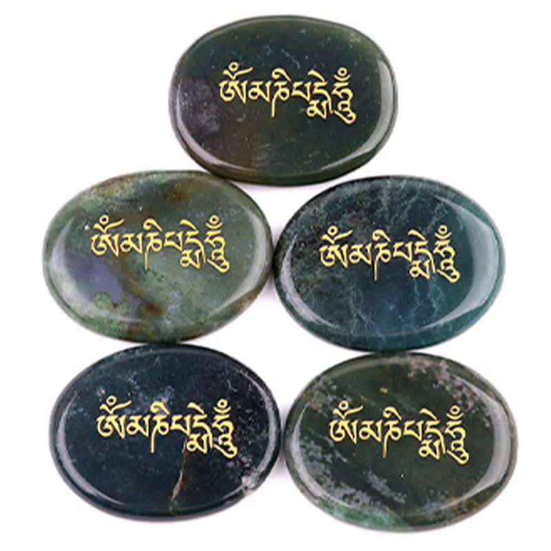 Buddha Stones Pietra da Palmo in Ametista e Occhio di Tigre con Incisione "Om Mani Padme Hum" – Decorazione in Cristallo (35 x 45 mm) - image 19