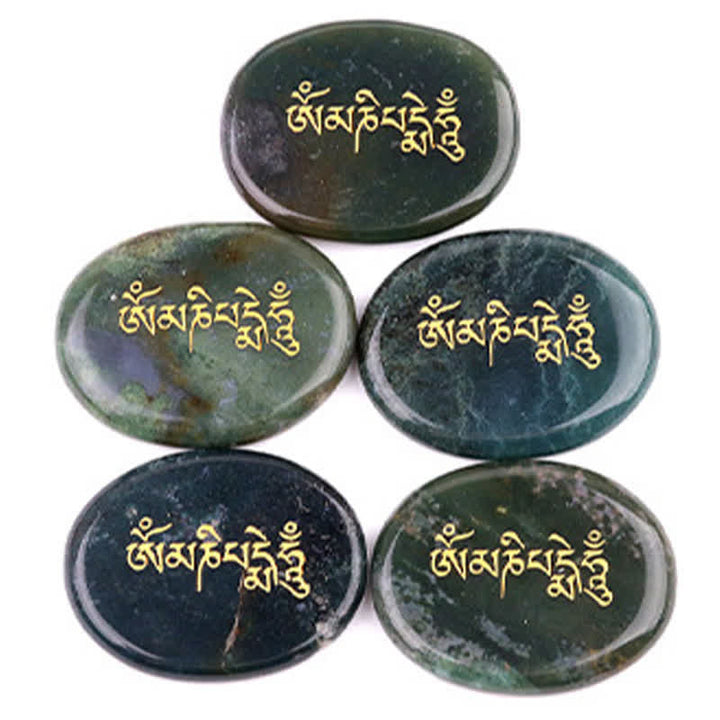 Buddha Stones Pietra da Palmo in Ametista e Occhio di Tigre con Incisione "Om Mani Padme Hum" – Decorazione in Cristallo (35 x 45 mm) - image 19