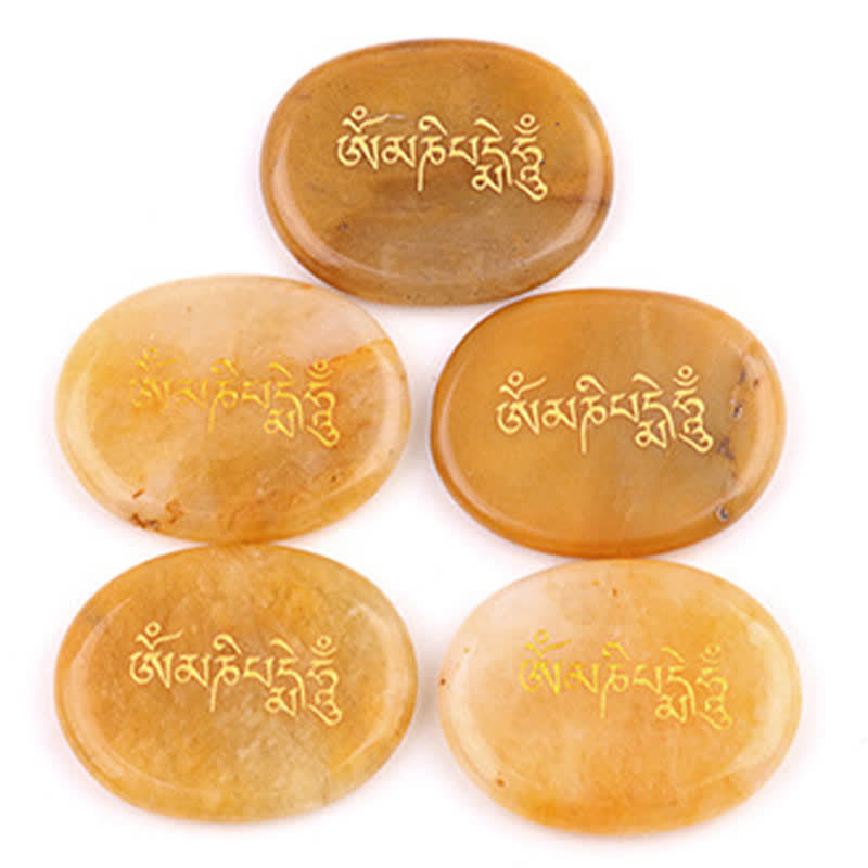 Buddha Stones Pietra da Palmo in Ametista e Occhio di Tigre con Incisione "Om Mani Padme Hum" – Decorazione in Cristallo (35 x 45 mm) - image 25
