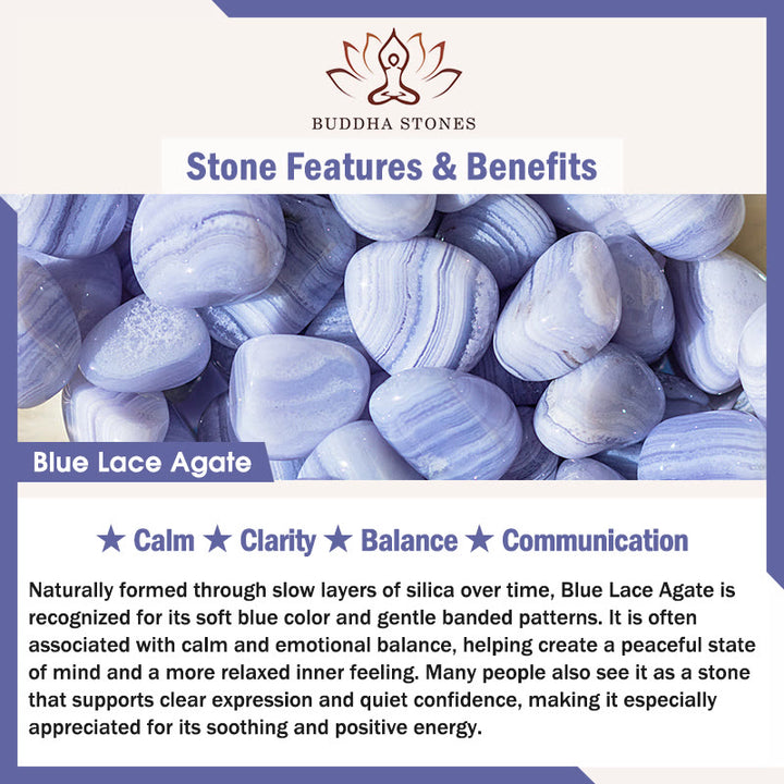 Buddha Stones Collana con ciondolo a catena in agata blu naturale con cristalli di trasparenza - image 6