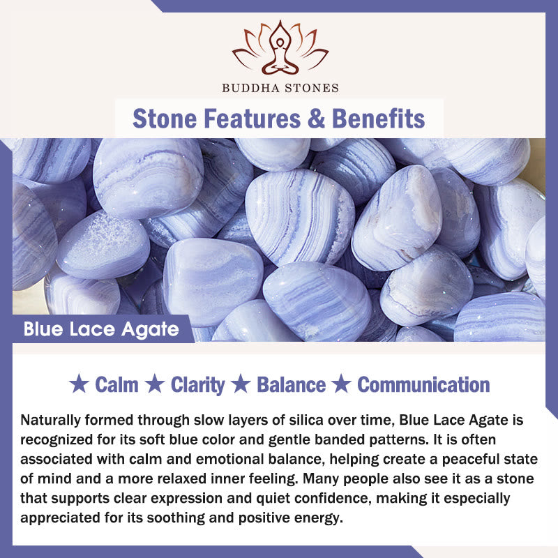 Buddha Stones Anello di equilibrio rotondo in agata blu naturale con pizzo - image 7