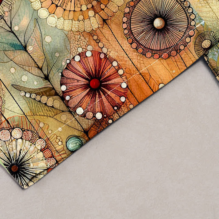 Buddha Stones Pantaloni da donna in puro cotone con elastico in vita e tasche, fantasia mandala dorata. - image 3