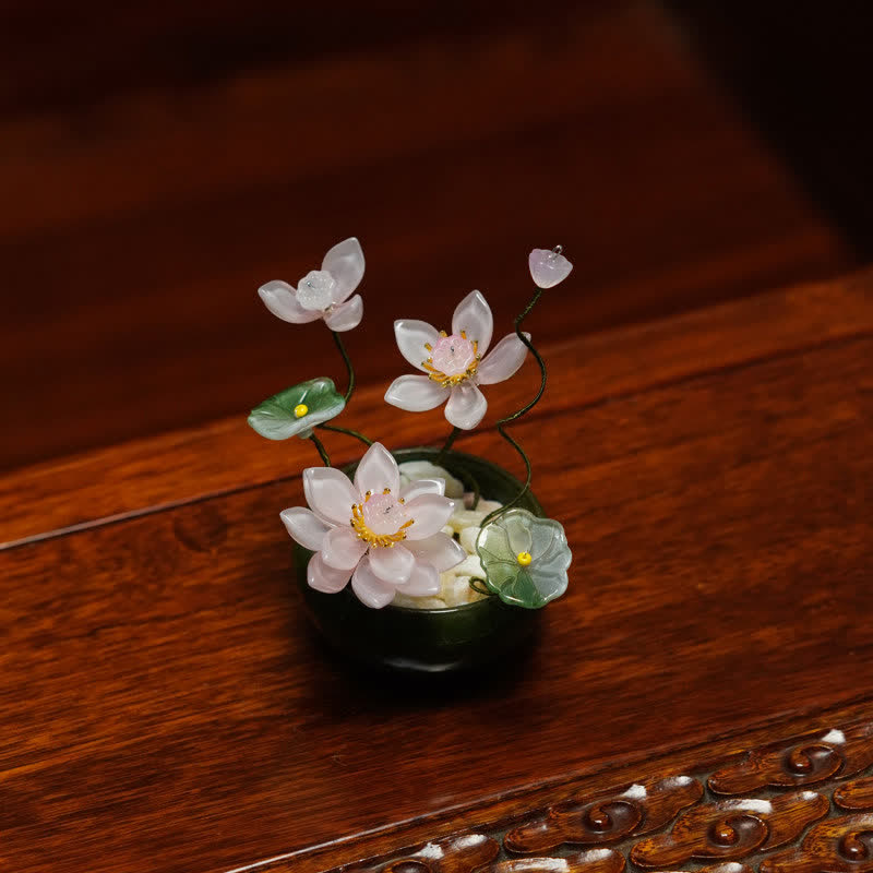 Buddha Stones Vaso da fiori Lotus Liuli fatto a mano, decorazione per uno stile di vita consapevole - Rosa chiaro - image 8