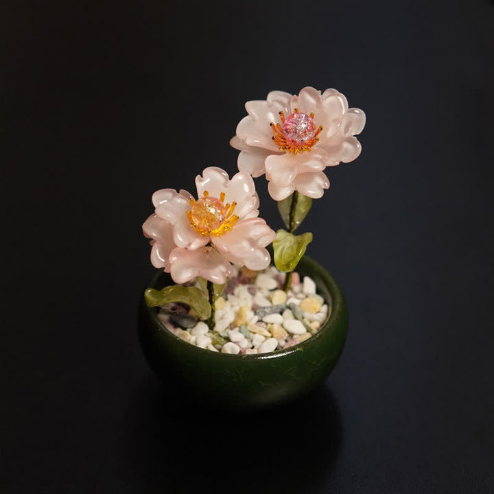 Buddha Stones Vaso da fiori di peonia, loto e liuli, fatto a mano, decorazione per uno stile di vita consapevole. - Peonia rosa - image 2