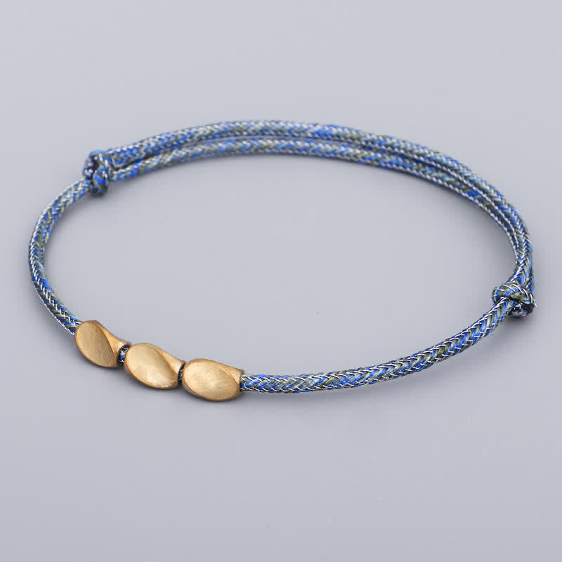 Buddha Stones Bracciale con perline di rame dorato e filo multicolore. - image 12