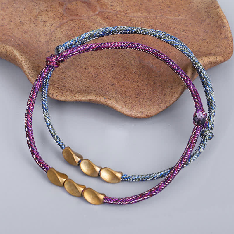 Buddha Stones Bracciale con perline di rame dorato e filo multicolore. - image 13
