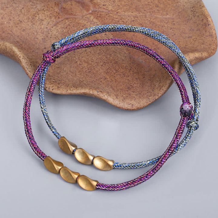 Buddha Stones Bracciale con perline di rame dorato e filo multicolore. - image 13