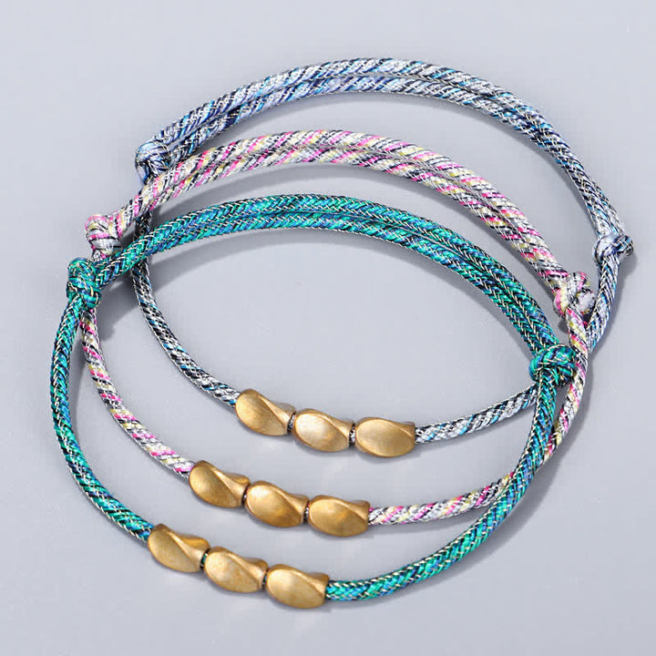 Buddha Stones Bracciale con perline di rame dorato e filo multicolore. - image 14