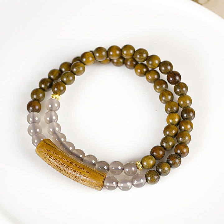 Buddha Stones Bracciale a doppio giro con agata rossa e avventurina verde, cinque precetti buddisti ed equilibrio - image 12