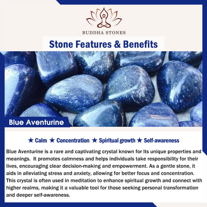 Buddha Stones Collana rilassante con perle di avventurina blu naturale e giada bianca - image 5