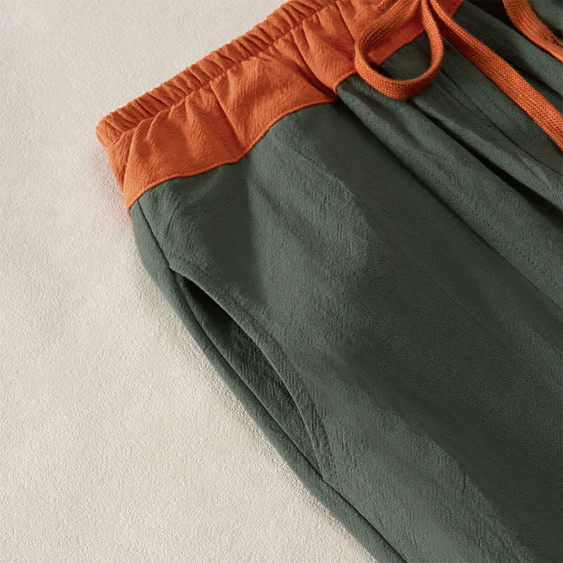Buddha Stones Pantaloni harem da donna primaverili casual con coulisse in tinta unita, in cotone, con tasche. - image 3