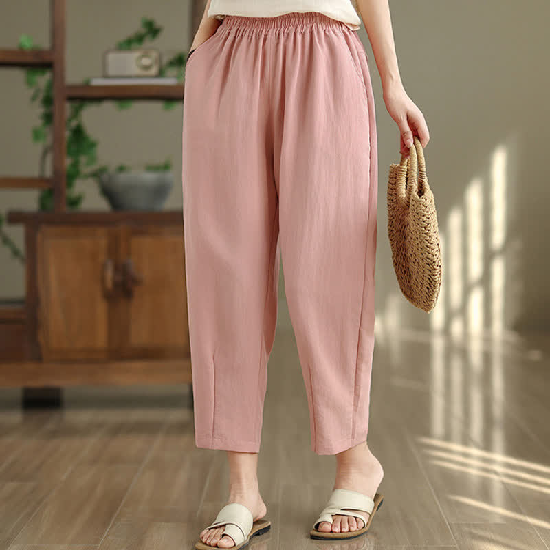Buddha Stones Pantaloni estivi casual da donna a tinta unita, affusolati e con tasche. - image 19