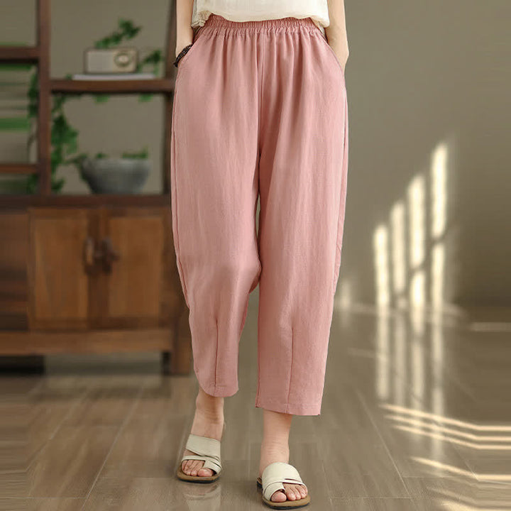 Buddha Stones Pantaloni estivi casual da donna a tinta unita, affusolati e con tasche. - image 18