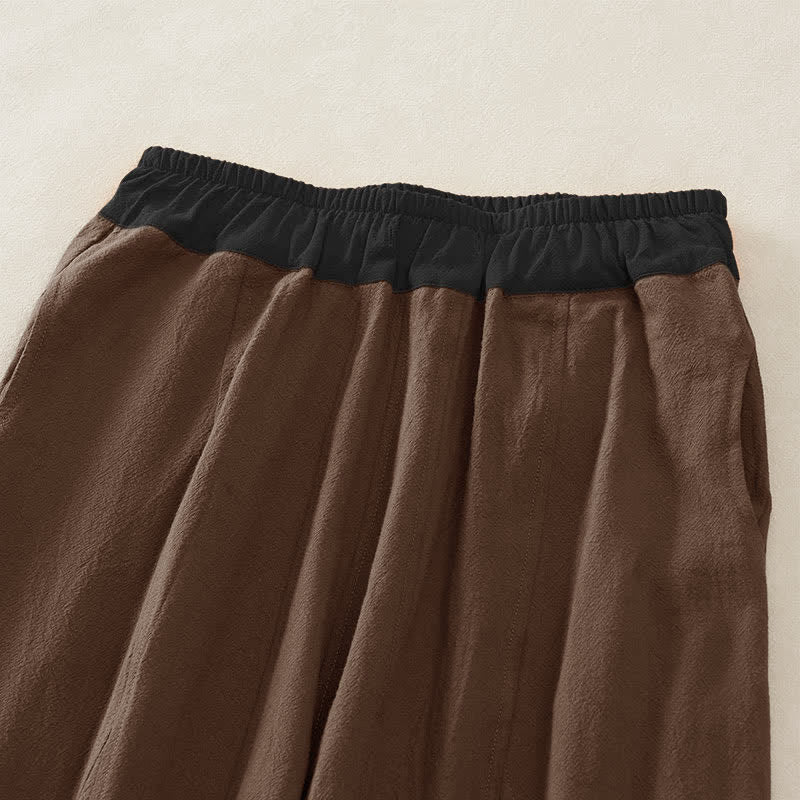 Pantaloni harem da donna in velluto a coste con contrasto di colore, foderati in pile termico e tasche, con Buddha Stones - image 50