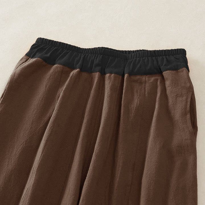 Pantaloni harem da donna in velluto a coste con contrasto di colore, foderati in pile termico e tasche, con Buddha Stones - image 50