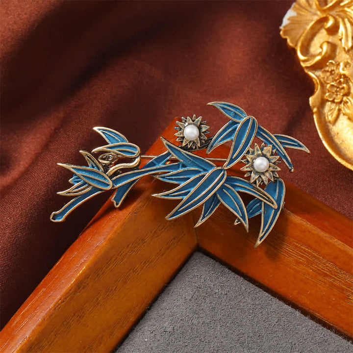 Buddha Stones Spilla elegante in bambù blu con smalto cloisonné - image 1