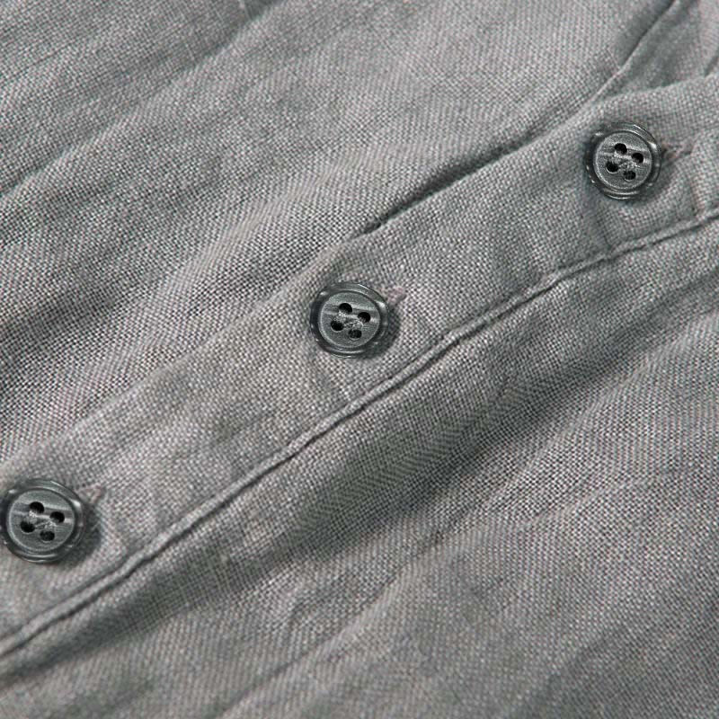 Buddha Stones Camicia da uomo a maniche corte in cotone e lino, con mezza abbottonatura e maniche arrotolate, ideale per l'estate. - image 3