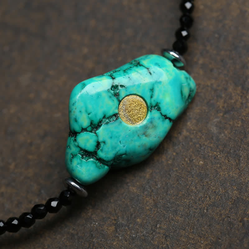 Buddha Stones Collana di spinello nero e turchese con perle di forza - image 2