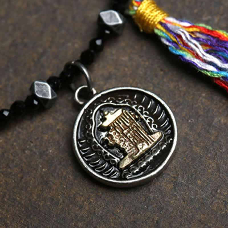 Buddha Stones Collana di spinello nero e turchese con perle di forza - image 8