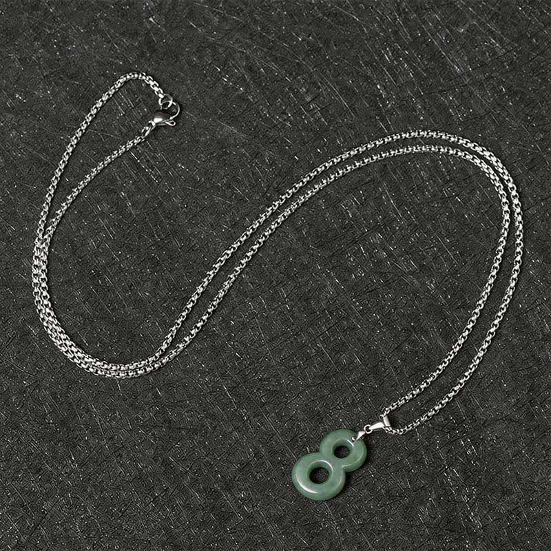 Buddha Stones Collana con ciondolo portafortuna in giada naturale e acciaio al titanio con numeri angelici da 0 a 9. - image 36