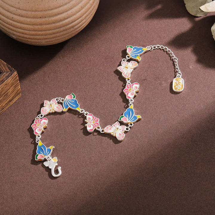 Buddha Stones Bracciale regolabile con farfalla in rame smaltato e scritta "Love". - image 3