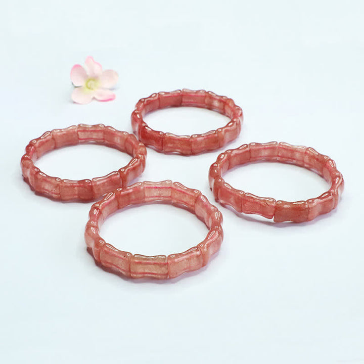 Buddha Stones Braccialetto positivo al quarzo fragola e bambù - image 3