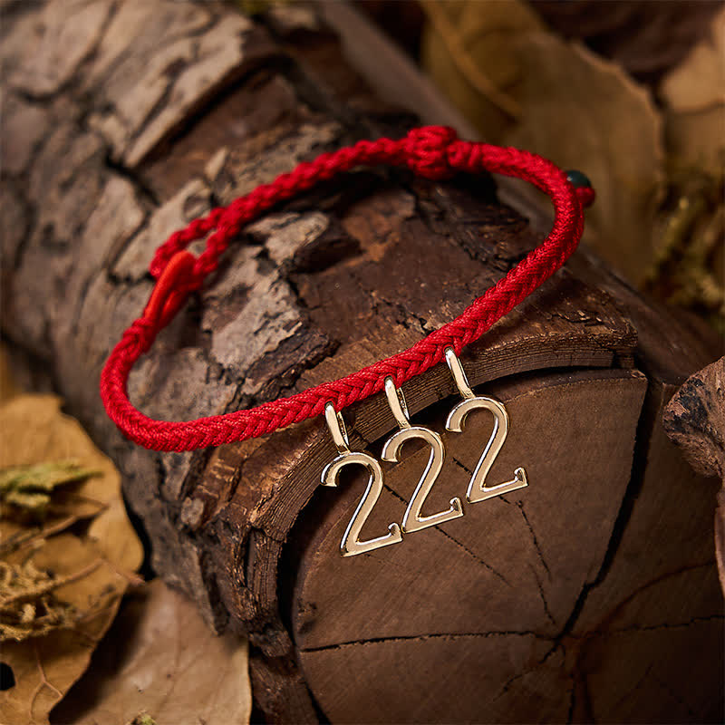 Buddha Stones Braccialetto intrecciato di protezione con giada e filo rosso con numero angelico 777 444 333 222 111 - image 2
