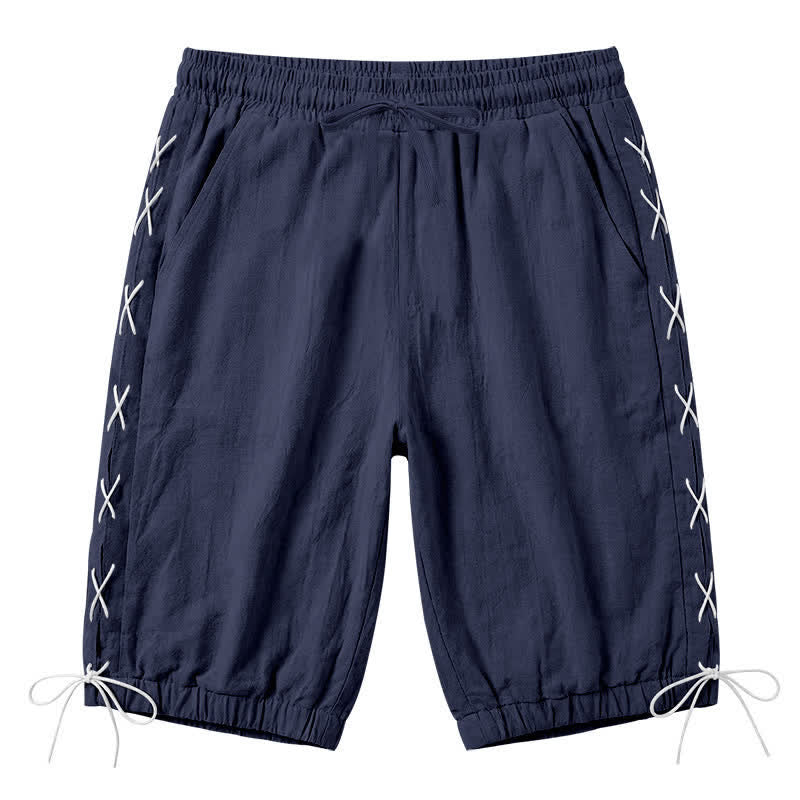 Pantaloncini Bermuda da uomo a gamba dritta con coulisse e spacchi laterali, modello Buddha Stones Summer Casual, con tasche. - Blu mezzanotte - US/UK/AU44，EU54 (3XL) - image 43
