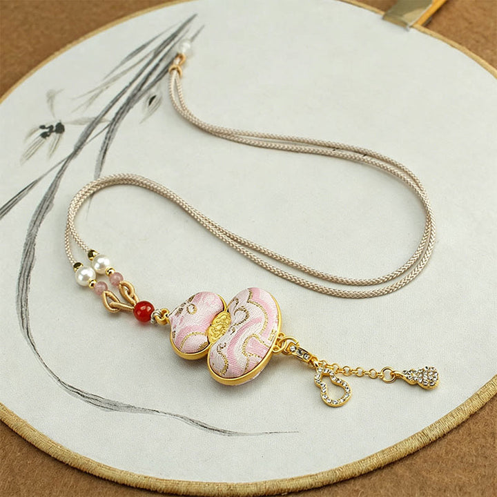 Buddha Stones Collana elegante con zucca in broccato Song - image 2