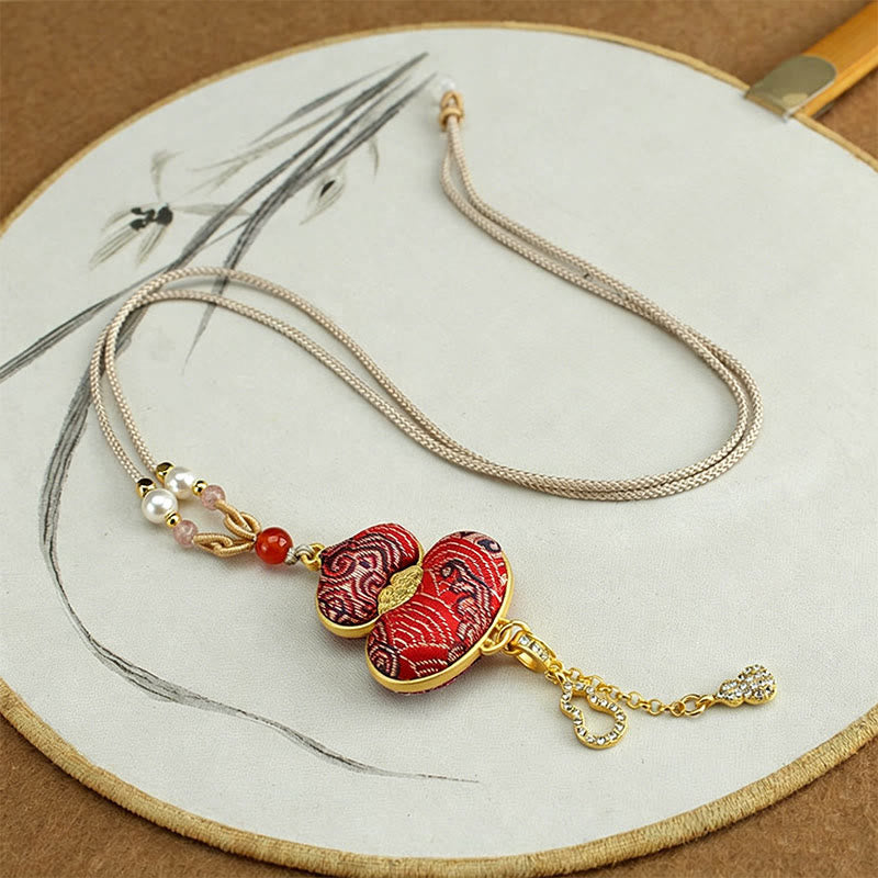 Buddha Stones Collana elegante con zucca in broccato Song - image 5
