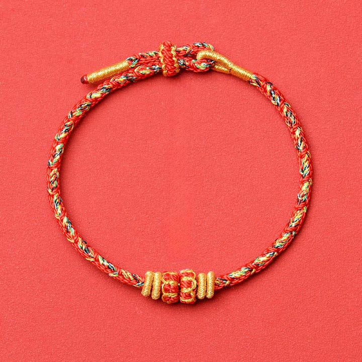 Buddha Stones Braccialetto di protezione con fiori e pesci koi, intrecciato a mano con cordino rosso. - Rosso - Nessun accessorio - image 16