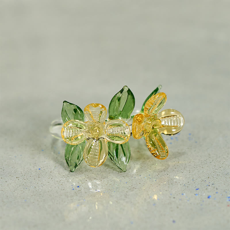 Buddha Stones Anello della saggezza con fiore di osmanto Liuli - image 6