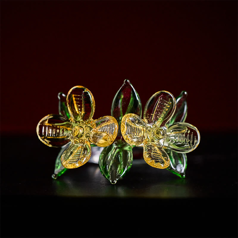 Buddha Stones Anello della saggezza con fiore di osmanto Liuli - image 2