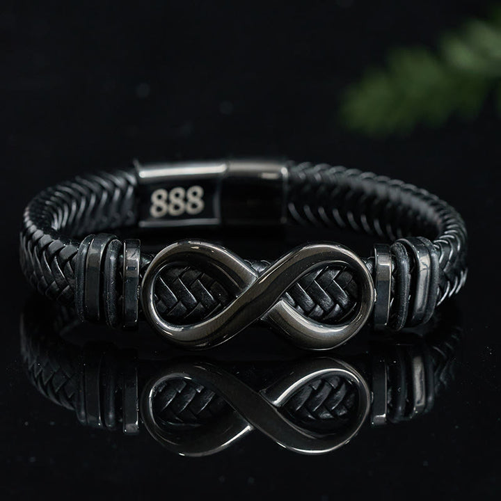 Buddha Stones Bracciale rinforzato in acciaio al titanio con numero 888 e numero angelo 444 e 848, con design infinito. - 888 Numero degli Angeli (Circonferenza del polso 19-20 cm) - image 8