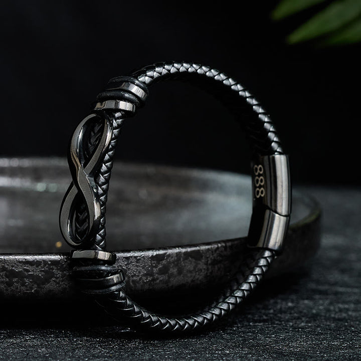 Buddha Stones Bracciale rinforzato in acciaio al titanio con numero 888 e numero angelo 444 e 848, con design infinito. - image 9