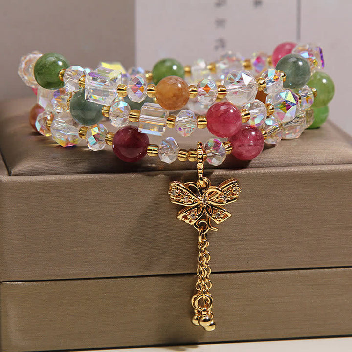 Buddha Stones Bracciale sfaccettato a tre strati con ciondolo a farfalla in tormalina Trasformazione Bracciale sfaccettato a tre strati - image 3
