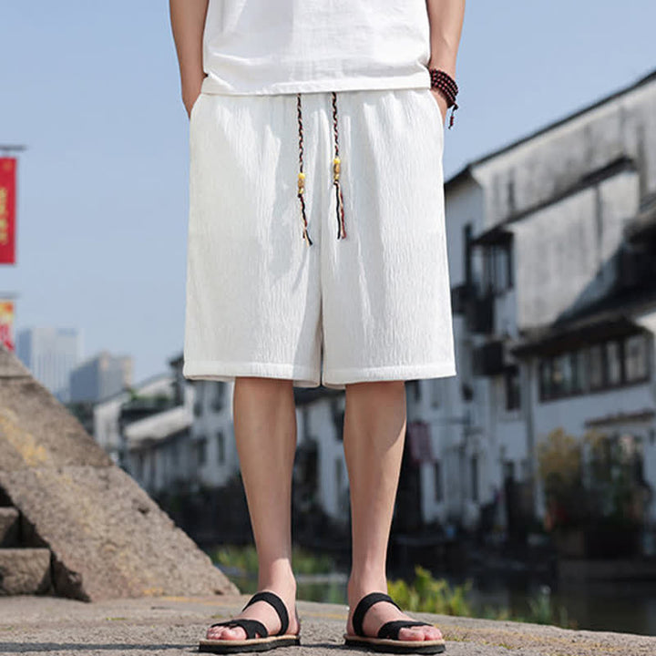 Pantaloncini Bermuda da uomo, tinta unita, con coulisse e tasche, con stampa Buddha Stones, ideali per l'estate. - image 2
