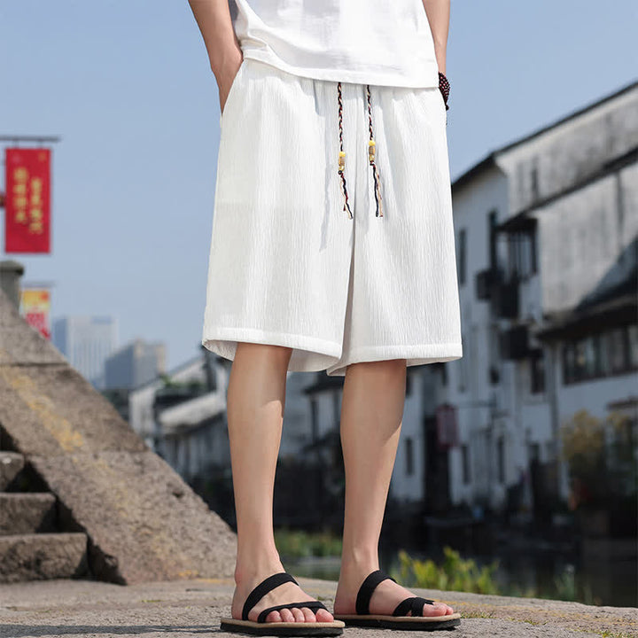 Pantaloncini Bermuda da uomo, tinta unita, con coulisse e tasche, con stampa Buddha Stones, ideali per l'estate. - image 4