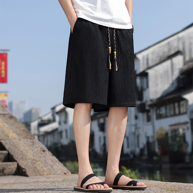 Pantaloncini Bermuda da uomo, tinta unita, con coulisse e tasche, con stampa Buddha Stones, ideali per l'estate. - image 11