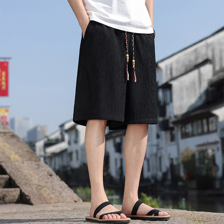 Pantaloncini Bermuda da uomo, tinta unita, con coulisse e tasche, con stampa Buddha Stones, ideali per l'estate. - image 11