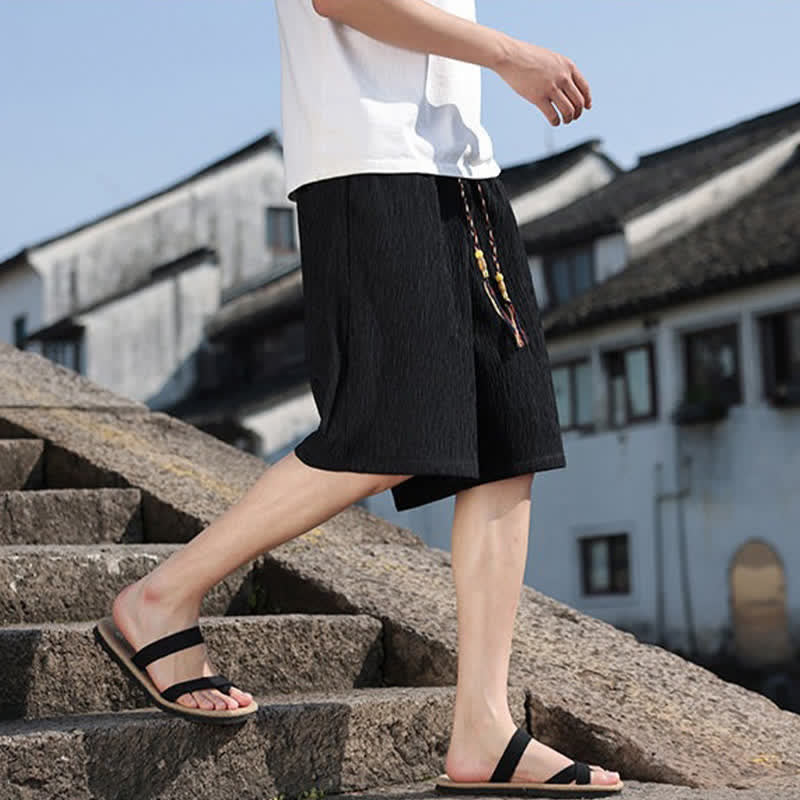 Pantaloncini Bermuda da uomo, tinta unita, con coulisse e tasche, con stampa Buddha Stones, ideali per l'estate. - image 15