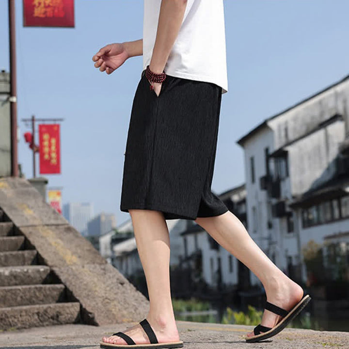 Pantaloncini Bermuda da uomo, tinta unita, con coulisse e tasche, con stampa Buddha Stones, ideali per l'estate. - image 16